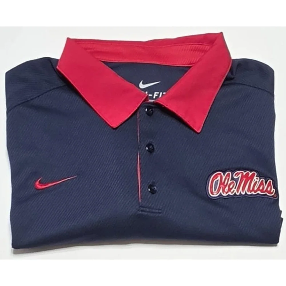 Ole Miss University Rebels Nike Shirt XL Navy Red Dri Fit